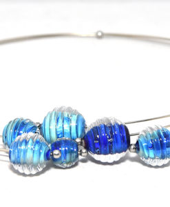 Ketting zilverglas blauw
