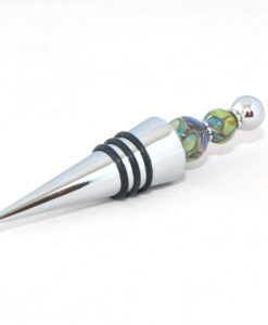 Wijnstopper zilverglas blauw-groen