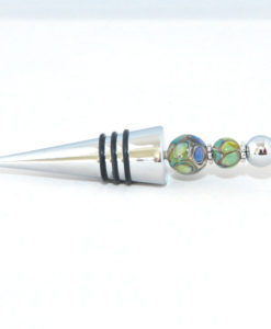 Alternative view of Wijnstopper zilverglas blauw-groen