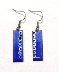Oorbellen emaille paars blauw