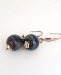 Oorbellen blauw zilverglas