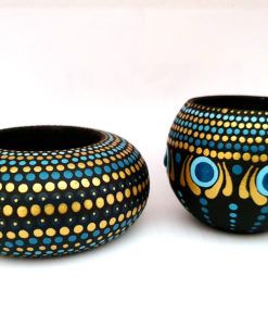Waxinelichtjes goud-blauw