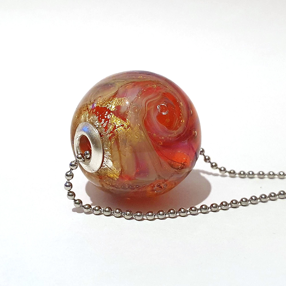 Ketting grote kraal roze