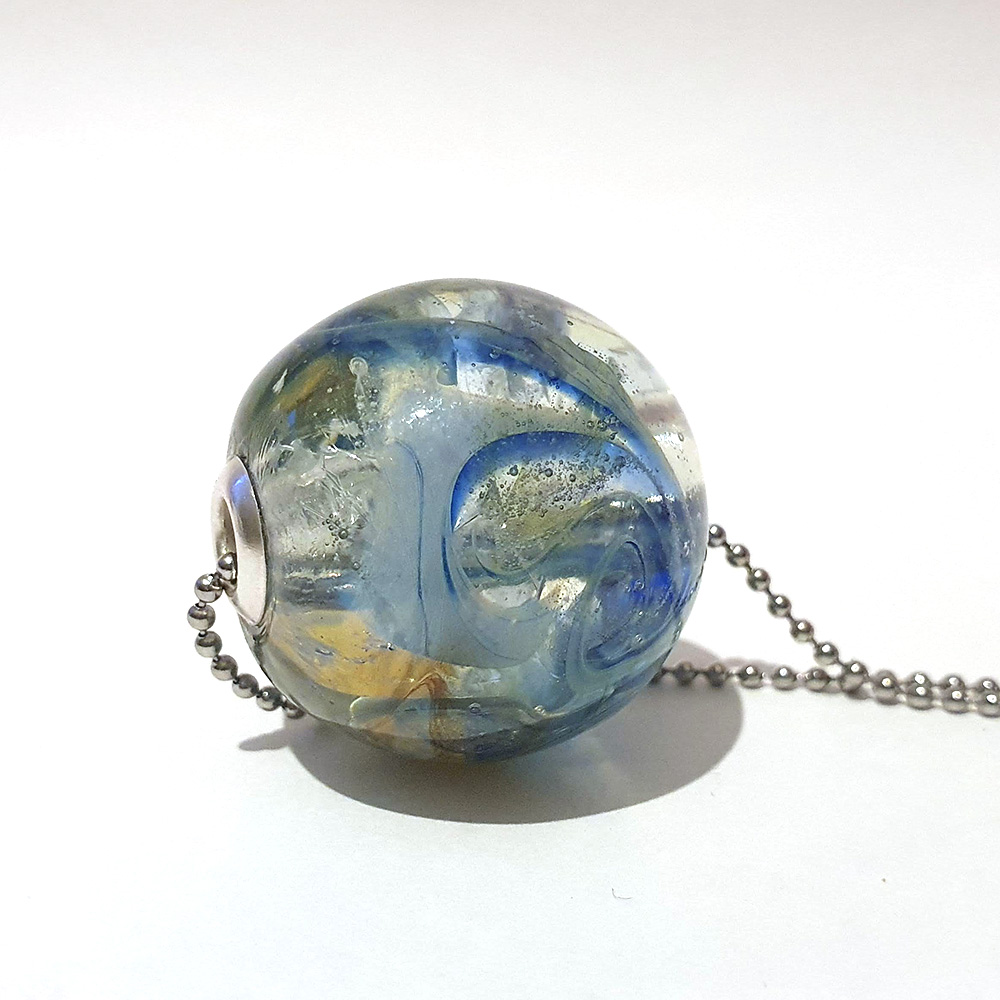 Ketting grote transparant blauwe kraal - Afbeelding 2